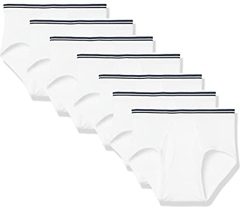 Amazon Essentials Men's 7-Pack Tag-Free Briefs, White, Large