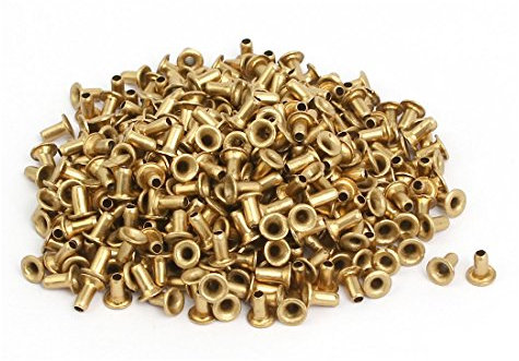 Sourcingmap 500pcs M2x4mm Brass Plated Metal Hollow Eyelets Rivets Gold Tone