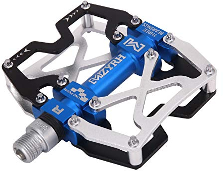 MZYRH Mountainbike-Pedale, ultrastark, bunt, CNC-gefräst, 1,4 cm (9/16 Zoll), versiegelt, 3 Kugellager, silberfarben, blau, schwarz, 3 Kugellager