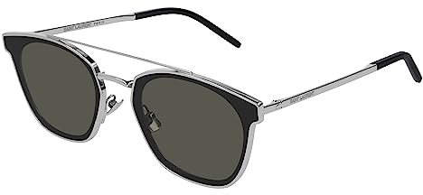 SAINT LAURENT Uni Sl 28 Metal Sonnenbrille, Silber/Silber/Grau, 61