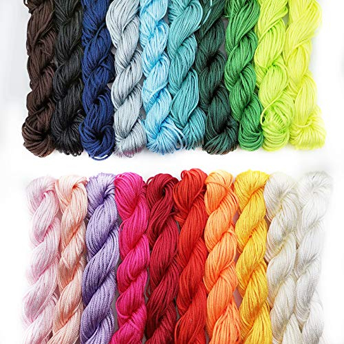 N 20 Stücke Nylonschnur, 25 Meter Jedes Bündel Nylonfaden, für Geflochtene Halskette Armband Perlen Schmuckherstellung Zubehör, 20 Farben