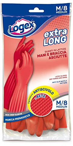 LOGEX PROFESSIONAL Latexhandskar Extralong tg. M Röd