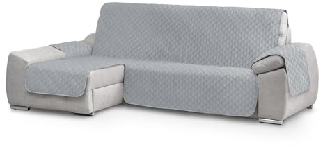 Textilhome Couvre Canapé d'angle Circus Gauche 200 cm Matelassé Gray Clair | Protection matelassée réversible pour canapé, confortable, résistante et idéale pour un usage quotidien avec animaux.