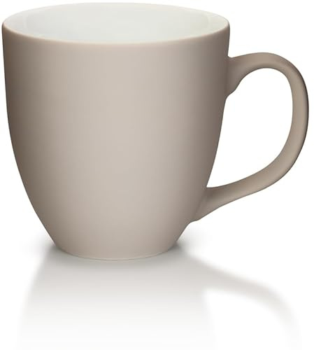Mahlwerck Jumbotasse, Große Porzellan-Kaffeetasse mit matter Oberfläche, in Soft-Warmgrey, grau, 400ml