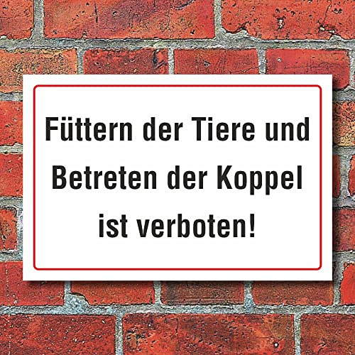 Schild Füttern und Betreten der Koppel verboten 300 x 200 mm | 3 mm Alu-Verbund, wetterfester UV-Direktdruck, robust und langlebig, Made in Germany