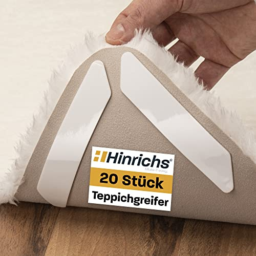 Hinrichs 20x Sottotappeto Antiscivolo Tappeti - Antiscivolo per Tappeti - Ferma Tappeto Antscivolo per Parquet, Laminato, Piastrelle, PVC, Sughero e Vinile - antiscivolo Tappeto Adesivo per Pavimenti