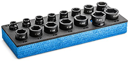 Capri Tools Kurzer Schlag-Steckschlüsselsatz (3/8-Zoll-Antrieb/metrisches Set)