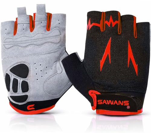 Guantes de Ciclismo de Medio Dedo para Bicicleta de montaña y Carretera, Antideslizantes, para amortiguar los Golpes, Acolchados y Transpirables, para Bicicleta de montaña, para Hombre y Mujer, Color