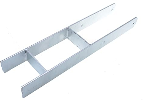 Aqbau® H pfostenträger 121mm Pfostenträger H form Pfostenanker H-anker h-pfostenträger Pfostenschuhe H-Träger Betonanker Gesamthöhe 600 mm Metall Verzinkt