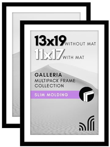 Americanflat 13x19 Picture Frame in Black, 2 Pack - Use as 11x17 Picture Frame with Mat - Includes Sawtooth Hanging Hardware For Horizontal or Vertical Display