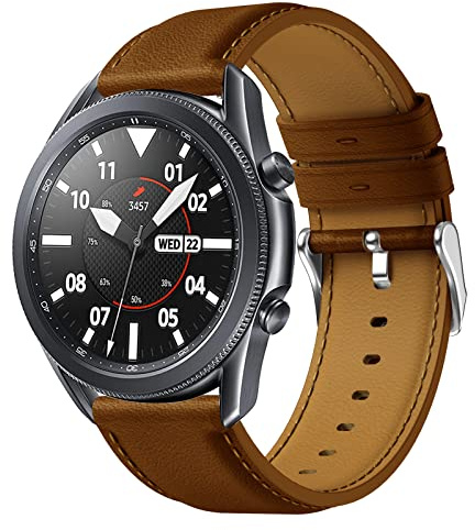 Syxinn 22 mm läderarmband för Samsung Galaxy Watch 3 45 mm/Galaxy Watch 46 mm/Gear S3 Frontier / Classic rem mjukt läderband armband för Huawei Watch GT 3 46 mm/GT 3 Pro 46 mm/GT 2 46 mm för män