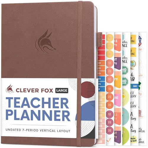 Clever Fox Lehrerplaner, Schuljahresplaner mit Kalendern und Unterrichtsplänen, Lehrerplan-Buch für Klassenzimmer und Heimschule, undatiert, 17,8 x 25,4 cm, Hardcover (dunkles Terrakotta) | Undatiert, 17,8 x 25,4 cm, flache Bindung, strapazierfähiges Hardcover, Wochen- und Tagesplaner für Lehrer, Heimschulbedarf