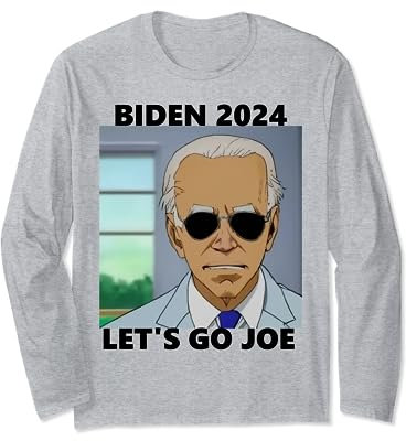Joe Biden im Anime-Stil mit Sonnenbrille. Langarmshirt