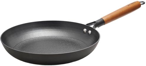 lätt Home Sartén Hierro Fundido Antiadherente 28 cm Diámetro Aptos para Cocina de Inducción Vitrocerámica Gas Horno Parrilla Lavavajillas - Mango Madera Acacia Removible - Libre de PFOA