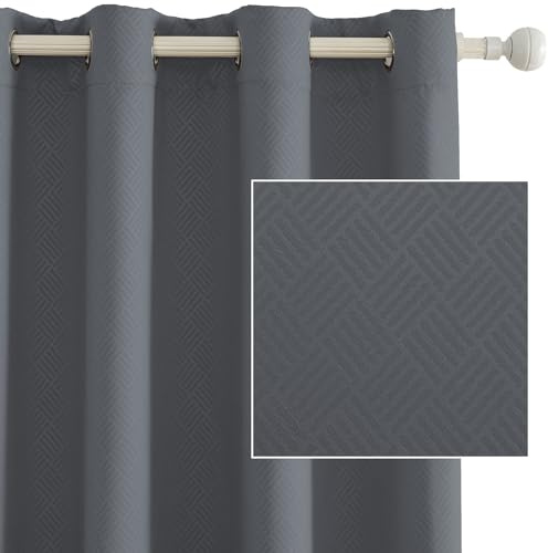Ystyle Verdunklungsvorhänge 2er Set, Thermovorhang Gegen mit Ösen, 140x260 CM, Modern Gardinen Abdunkelnde Vorhänge Wohnzimmer Schlafzimmer, Schallschutz Vorhang, Grigio Scuro