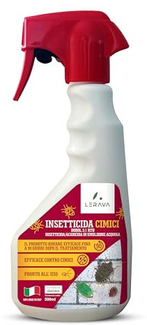 LERAVA® Insetticida Cimici (500 ml) - Azione rapida, effetto prolungato - Spray Cimici per interni ed esterni - Inodore, non macchia, pronto all'uso - Casa, hotel, B&B, uffici - stop insetticida
