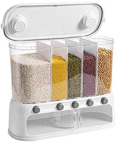Müslibehälter, Linsenbox mit mehreren Fächern, durchsichtiges Design, Reisbehälter, 12 l Fassungsvermögen, Mehrzweck-Zuckerbehälter für Küche, Zuhause, Hotels, Lebensmittelhaltung