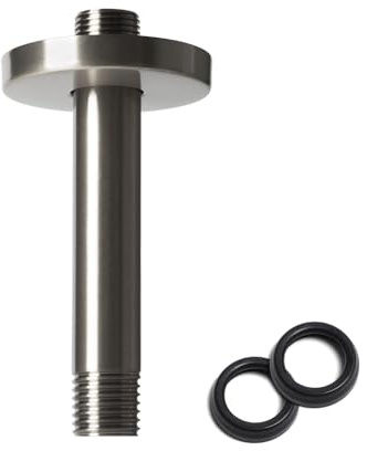 15.2 cm Duscharm mit Flansch, Deckenmontage Duschkopf Verlängerungsarm, 1/2 NPT gerader Arm für Regenduschkopf, Edelstahl Duschkopf Verlängerung Ersatzrohrarm, gebürstetes Nickel