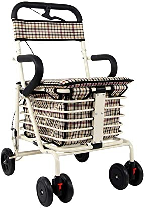 Gehhilfen für Senioren, Gehgestell, Rollator, zusammenklappbar, vierrädriger Gehwagen, mit gepolstertem Sitz, feststellbaren Bremsen, ergonomischen Griffen, Hilfe bei eingeschränkter Mobilität, p