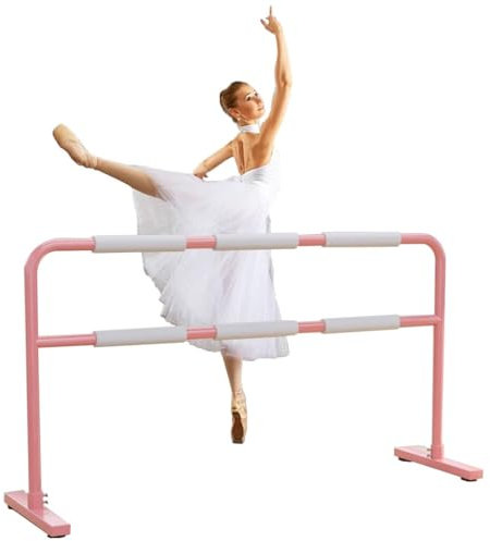 SnamicE Ballettstange aus rosa Stahl mit weißem Anti-Rutsch-Griff, geeignet für Fitnessstudio, Tanzraum, Fitnessclub, Beinpresse, 1 m (Rosa 1 m)