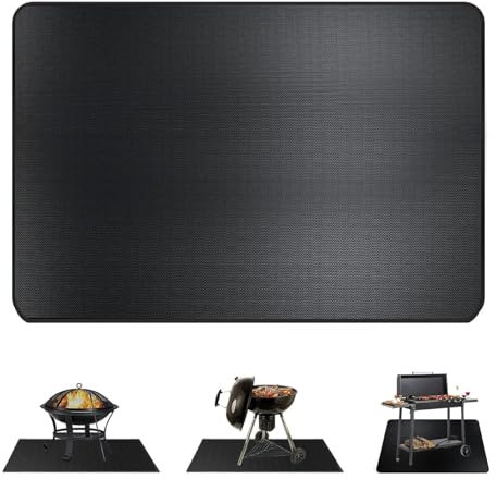 WishesMar Tappetino per Bracieri da Giardino Grande Tappetino Lgnifugo Rettangolo Tappeto Ignifugo per Terrazza, Prato, Barbecue Esterno Campeggio, Pavimento del Patio - Dimensioni 64 * 50CM