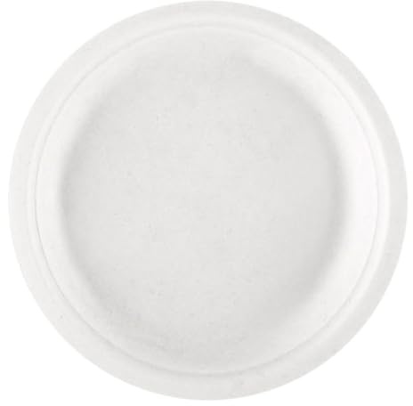 marketcaffe Set di 500 Piatti Piani per Frutta e Dessert in Polpa di Cellulosa Biodegradabili e Compostabili - Eco-Friendly e Resistenti, Ideali per Eventi e Feste, 100% Biodegradabili - 18 CM