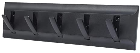 M1SS Black 5 Peg Wall Mounted Jacket Clothes Anti Tear Coat Hook Rack Hanger of Modern Unique Space Saving Foldable Retractable Plastic Heavy Duty, Per Hook Holds 2.5 Kg with 3 Screws and Anchors