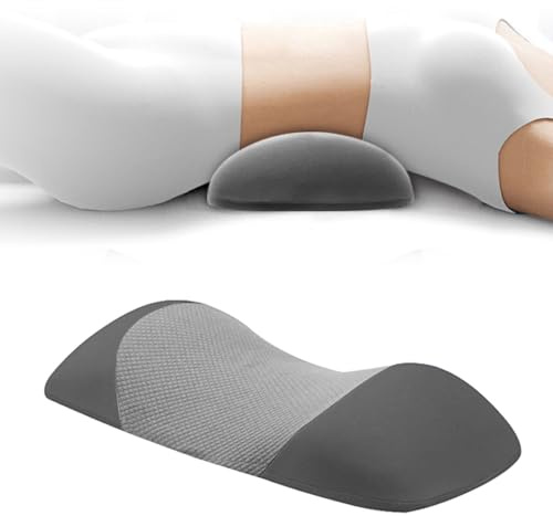 New Ergo Life Lumbar Support Pillow, Memory Foam Cushion for Back Pain Relief, Ergonomic Waist Support for Side & Back Sleepers, Removable & Washable Cover, Ideal for Home, Office, and Car (Dark Gray)