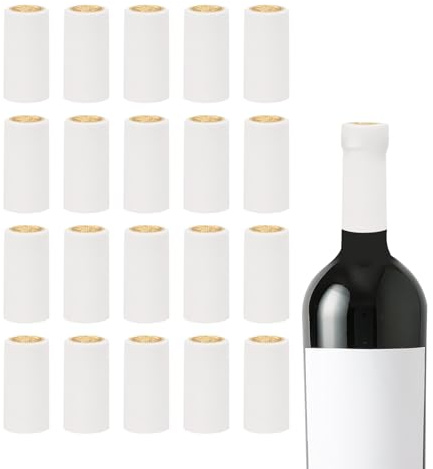 QUARKZMAN 150 Stück PVC Schrumpfkapseln Weinkeller Haushalt 30 x 60 mm Weiß | Schrumpfkappen für Weinglasflaschen, Zum Verschließen von Weinflaschen