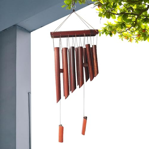 Furtryvl Carillon éolien en Bois – Carillon à Vent fabriqué à la Main à 12 Tubes en Bois pour l'extérieur, mélodie décoration d'intérieur pour Chambre, Salon, Bureau