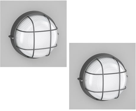 ledscom.de 2x Feuchtraumleuchte, Kellerleuchte KERU, rund, anthrazit, IP44, inkl. GX53 LED, 1038lm, warmweiß