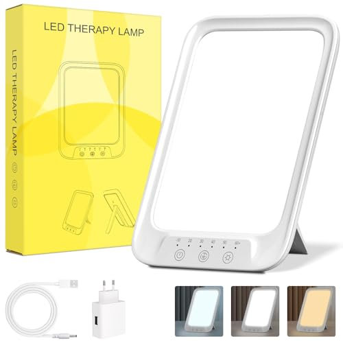 NIKYJM 25000 Lux Lámpara SAD Sin UV Lámpara de Luz Diurna con 6 Temporizador 3 Temperaturas de Color y 10 Niveles de Brillo, Lámpara Solar para Terapia de Luz con Función de Memoria