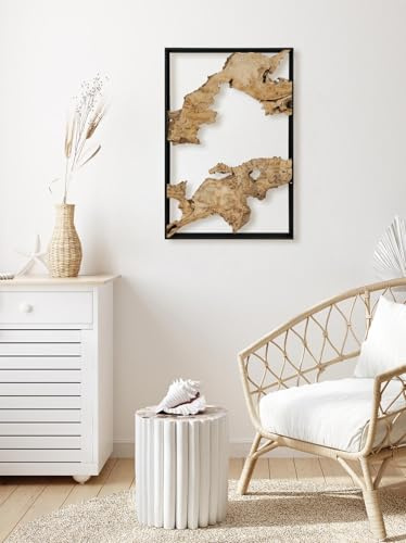 NAHARO Rustikale Holz-Wanddekoration, 61 x 40 cm, handgefertigte Holzkunst für Bauernhaus, Wohnzimmer, Schlafzimmer, Küche oder Büro, einzigartiges natürliches Design
