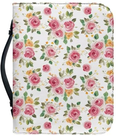 Kuiaobaty Buchhülle für Bibel, Roman, Blumen-Cluster, PU-Leder, Buchhülle mit Stiftfach, Buchschutz für Buchgeschenk