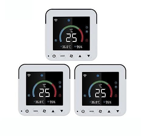 Thermostat Connecté, Thermostat Tuya, contrôleur Infrarouge d'humidité de la température du climatiseur, écran Tactile LCD d'alimentation USB,pour la Maison(3 Pcs-01)