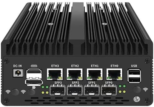 Dozlzyp 4 Port i226 2.5G Firewall Micro Appliance, Firewall Mini PC Pentium Gold 8505, AM4 4 * 1G SFP, HDMI, DP, 4xUSB, Type-C USB2.0, AES-NI VPN Router Support pfsense Openwrt, WiFi Slot, Barebone