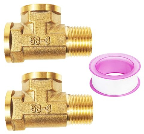 FORMVERSITY 2 Piezas Connettore a T 1/2 (Hembra x Macho x Macho), Conector en T 3 Vías Conector en T de Latón, Conector de Tubería en T, 3 Vías Conector en T de Latón para El Baño