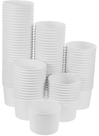 BUGUUYO 100 Pezzi Tazza di gelato per ciotola di carta Coppa di gelato ciotola di gelato coppa di carta per gelato ciotole per cibo da asporto ciotole da dessert tazza da dessert bianca