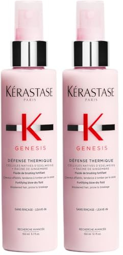 Kérastase Hitzeschutzspray für geschwächtes Haar, Schützend gegen Haarbruch und Hitzeschäden, Défense Thermique, Genesis, 150 ml (Packung mit 2)