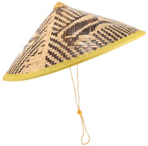 HEALLILY Chinesischer Bambushut Aus Bambus Gewebt Atmungsaktiver Ninja Sonnenhut Für Cosplay Bühnenauftritt Leichter Kegelhut Als Kostüm Und Dekorationsaccessoire