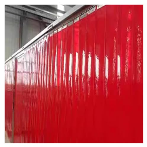 Welding Protection Curtain, Welding Strip Door PVC Vinyl Strip Curtain Door Window Dressing Hardware Plastic Vinyl Strip Door Curtain Suitable for Factory Spark Splash Protection(Red,1.05x2.