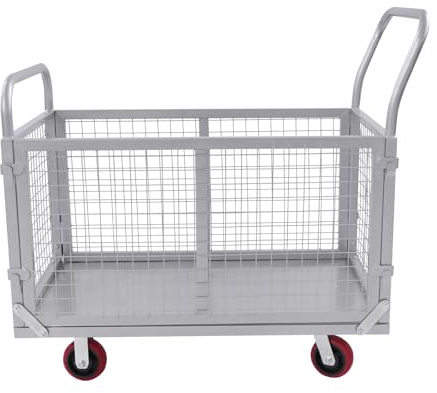 Dettchan Carrello a mano in acciaio laminato a freddo, multifunzione, per centri logistici, magazzini, centri di distribuzione, supermercati, linee di produzione 100 x 60 x 94 cm