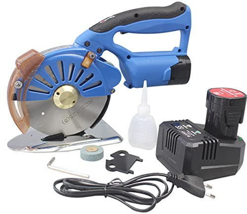 Machine de coupe de tissu sans fil à vitesse réglable - Coupe-tissu électrique à 5 vitesses - Couteau octogonal de 100/110/125 mm et 2 piles rechargeables