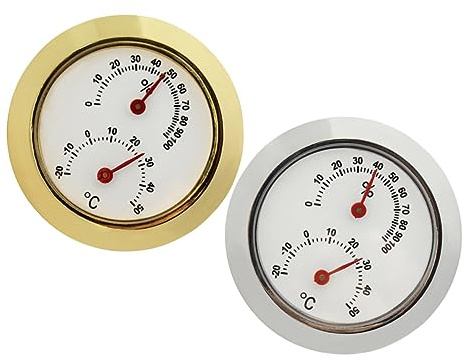 FRCOLOR 2pcs round Mini Hygrometer Humidity Guitar Violin Care Accessories for Acoustic Guitar Humidity Reader