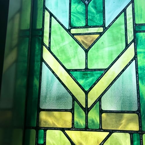 ChicSkin Self-Adhesive Colored Glass Window Film, Decorative Window Film with Privacy Artistic Geometric Pattern, Hand-Painted Glass Decoration for Living Room 28X140CM