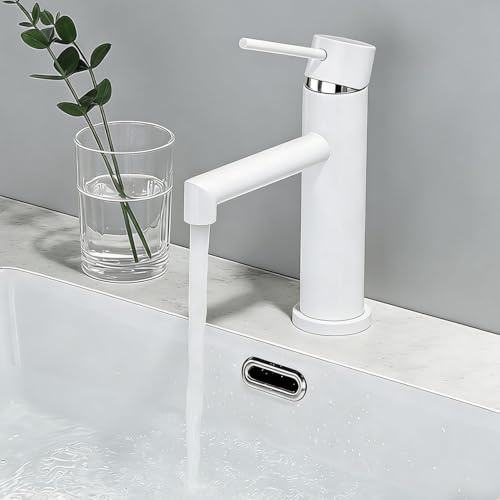 ONECE Grifo de Lavabo Blanco, Grifería Baño Monomando