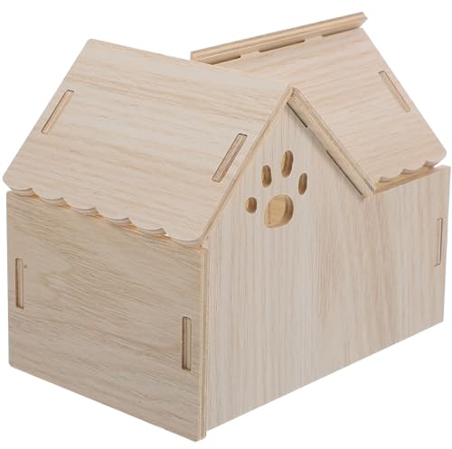 GANAZONO Cachette en Bois pour Hamster Fonction Anti-rongeage, Maison Nid Douillet en Bois Naturel, Taille Moyenne, pour Cage De Petits Animaux, Adaptée Aux Hamsters Et Chinchillas