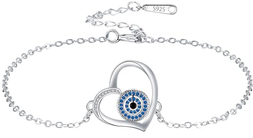 JUZICHEN Silverarmband För Kvinnor, Kedjearmband För Kvinnor, Justerbart Vikingarmband Med Svarta, Blå Och Vita Zirkoner, Damsmycken, Med Presentask (C)