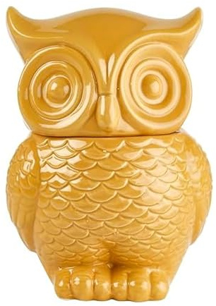 Elements 6.22x5.67x8.7 Inch Tan Ceramic Owl Cookie Jar Durable Design for Everyday Use in Home Kitchen Dining and Entertaining Settings