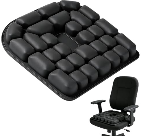 Fouvin Cuscino antidecubito con celle ad aria 3D, gonfiabile, ergonomico, ortopedico, 45 x 40 cm, colore nero